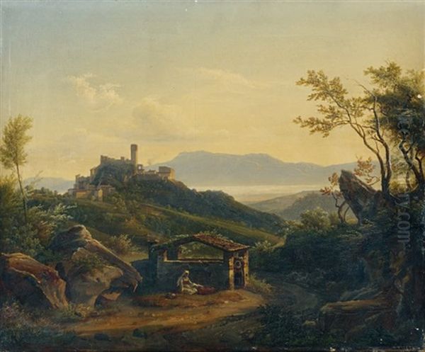 Paysage De Lac Italien Oil Painting by Achille Hector Camille Debray