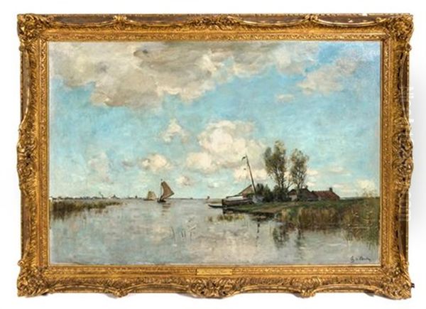 On The River Maas Oil Painting by Theodore DeBrock