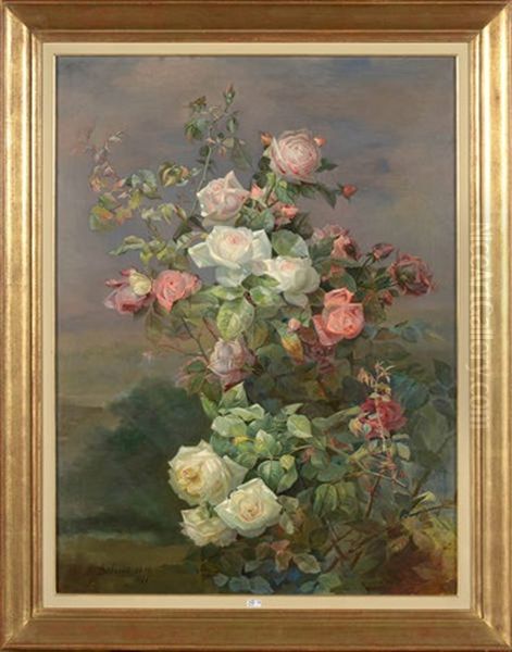 Gerbe De Roses Oil Painting by Alexandre Debrus