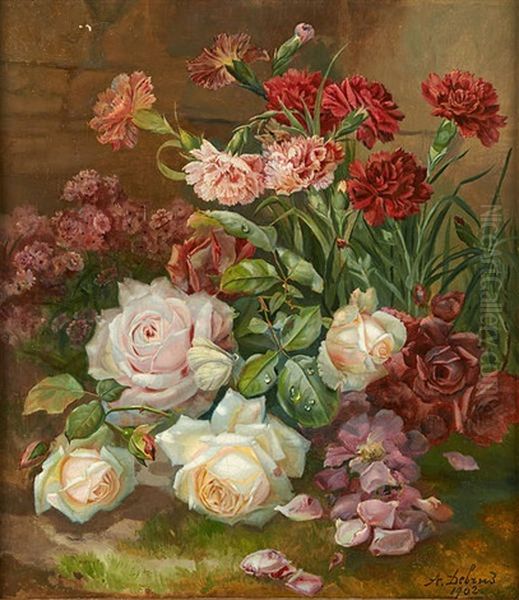 Roses Et Oeillets Oil Painting by Alexandre Debrus