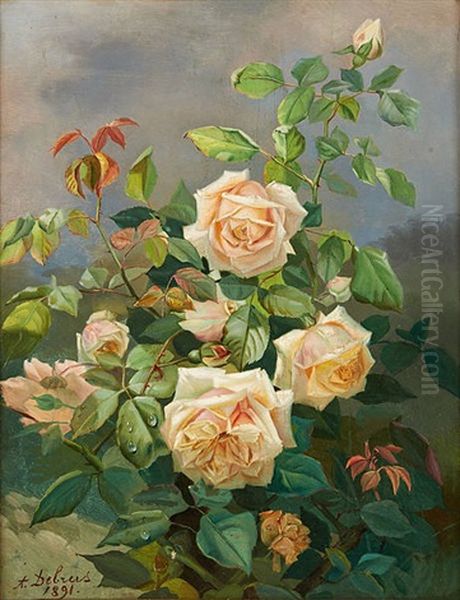 Les Roses Tremieres Oil Painting by Alexandre Debrus