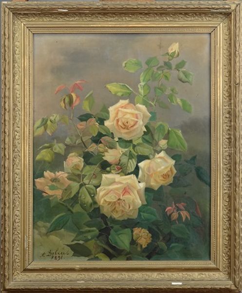 Nature Morte De Roses Oil Painting by Alexandre Debrus