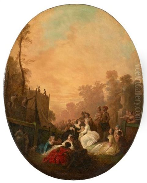 Elegante Assemblee Devant Un Spectacle De Marionnettes Oil Painting by Philibert Louis Debucourt