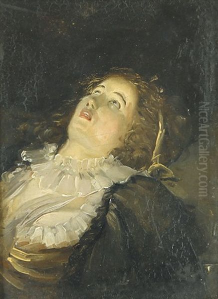 Petit Tete De Femme (jeune Femme Evanouie) Oil Painting by Philibert Louis Debucourt