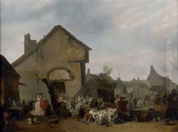 La Fete Du Village Oil Painting by Philibert Louis Debucourt