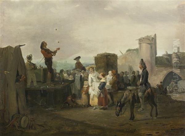 Le Jongleur Oil Painting by Philibert Louis Debucourt