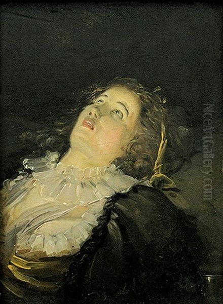 Petit Tete De Femme (jeune Femme Evanouie) Oil Painting by Philibert Louis Debucourt