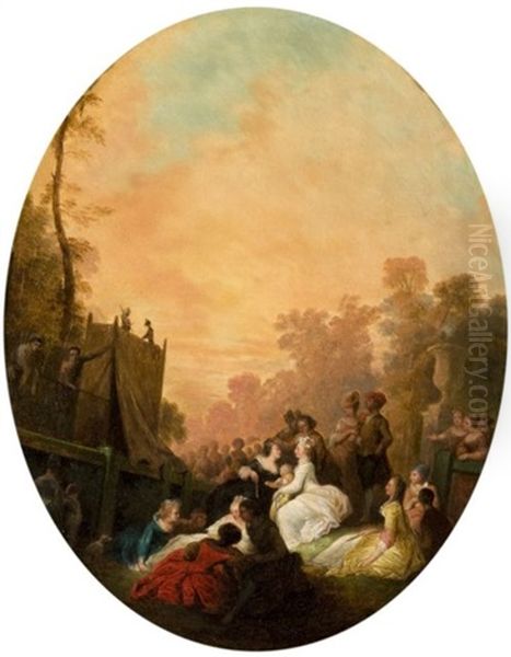 Elegante Assemblee Devant Un Spectacle De Marionnettes Oil Painting by Philibert Louis Debucourt