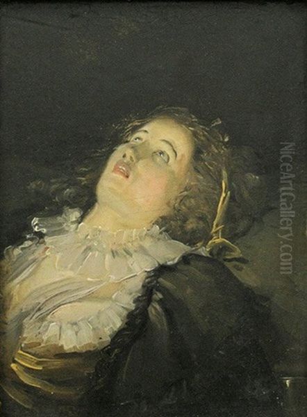 Petit Tete De Femme - Jeune Femme Evanouie Oil Painting by Philibert Louis Debucourt