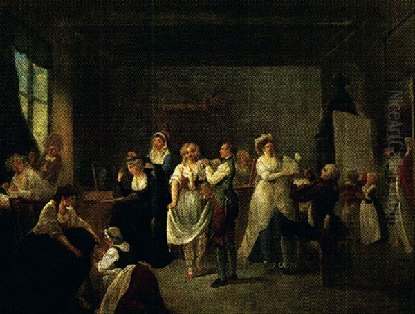 Scene De Preparatifs Dans Les Loges D'un Theatre Oil Painting by Philibert Louis Debucourt