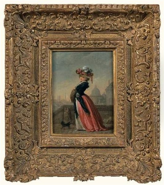 La Jeune Elegante Au Manchon Oil Painting by Philibert Louis Debucourt