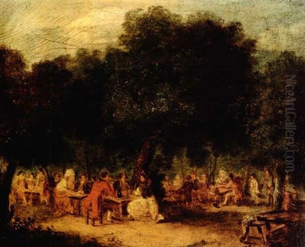 Le Dejeuner Sous Les Arbres (la Fete Des Loges) Oil Painting by Philibert Louis Debucourt