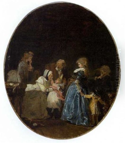 Besuch Bei Der Grosmutter Oil Painting by Philibert Louis Debucourt