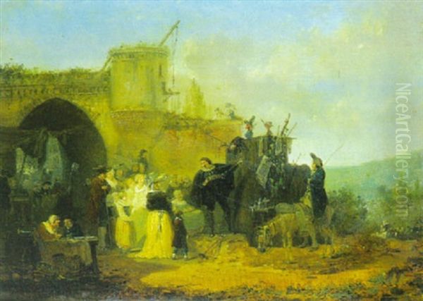 Le Montreur De Marionnettes Oil Painting by Philibert Louis Debucourt