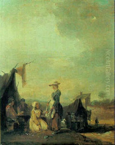 La Visite Au Campement Oil Painting by Philibert Louis Debucourt