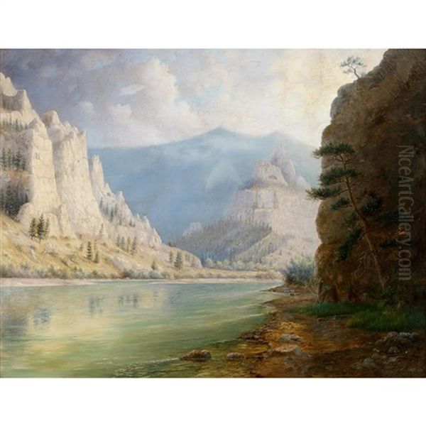 Gateway To The Mountains On The Missouri River Near Helena, Montana Oil Painting by Ralph Earl Decamp