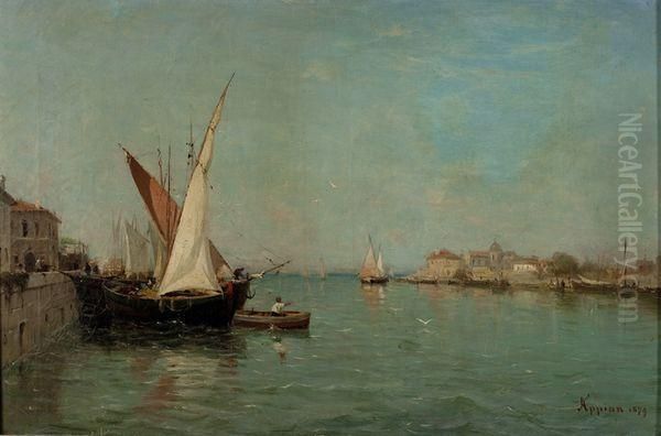 Port Mediterraneen Oil Painting by Adolphe Appian