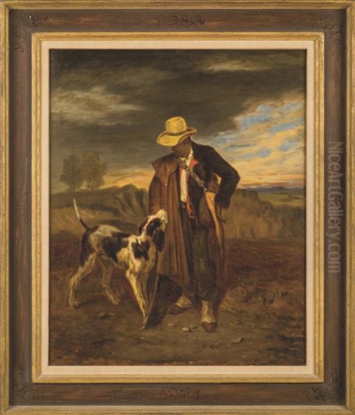 A Hunter And His Dog Oil Painting by Alexandre Gabriel Decamps