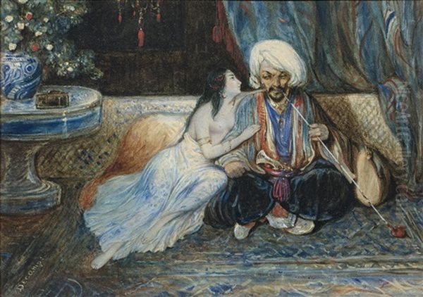 Boudoir Oriental Oil Painting by Alexandre Gabriel Decamps