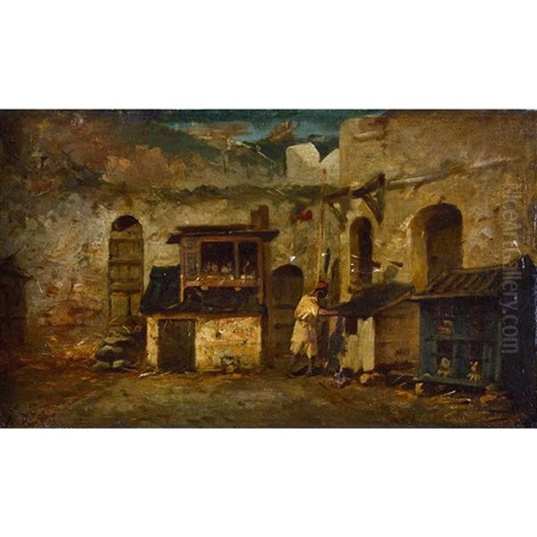 Ferme Au Maroc Oil Painting by Alexandre Gabriel Decamps