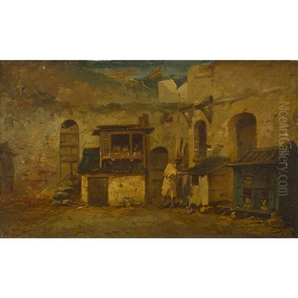 Ferme Au Maroc Oil Painting by Alexandre Gabriel Decamps