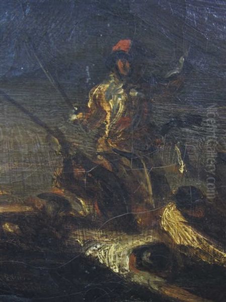 Pecheurs Dans Une Embarcation A Rames Oil Painting by Alexandre Gabriel Decamps