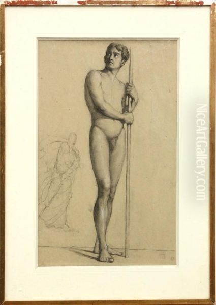 Standing Male Nude Oil Painting by Louis Appian