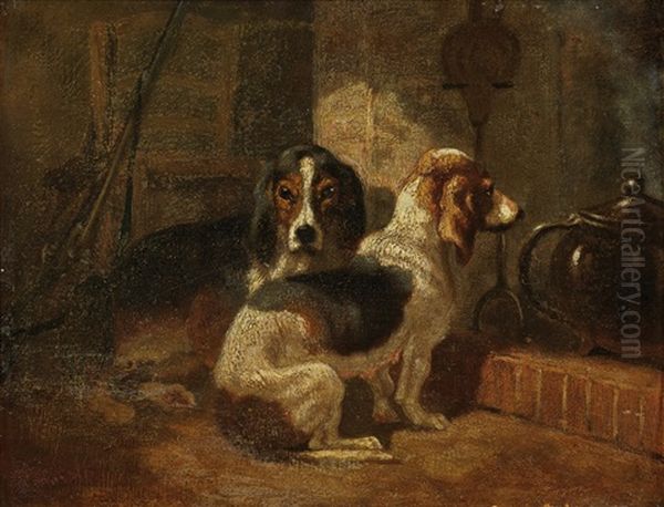 Chiens Oil Painting by Alexandre Gabriel Decamps