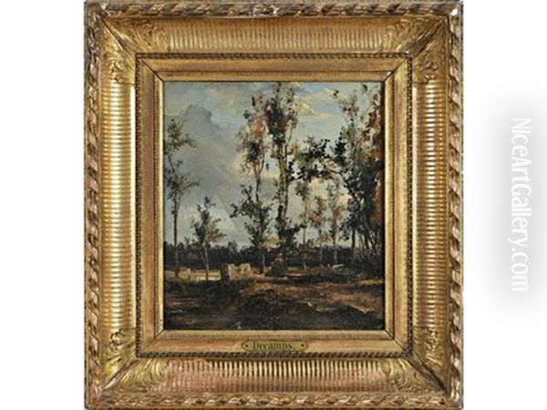 Paysage Aux Peupliers Oil Painting by Alexandre Gabriel Decamps