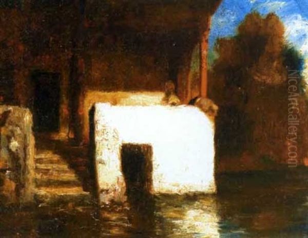 Maison Au Bord Du Bosphore Oil Painting by Alexandre Gabriel Decamps