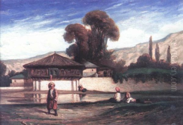 Souvenir De Turquie Oil Painting by Alexandre Gabriel Decamps