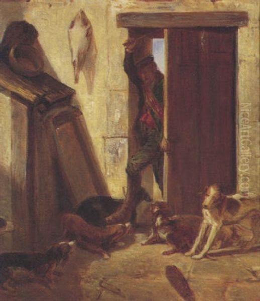 Le Chenil Valet De Chiens Oil Painting by Alexandre Gabriel Decamps