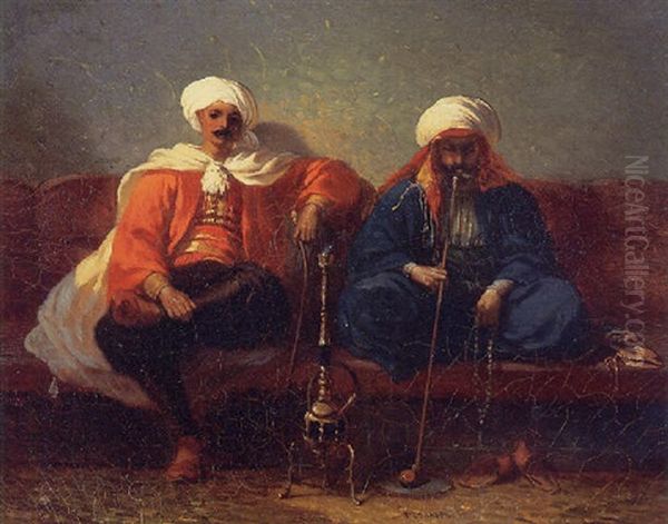 Les Fumeurs Turcs Oil Painting by Alexandre Gabriel Decamps