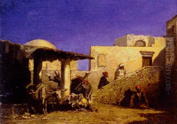 Village De Turquie Oil Painting by Alexandre Gabriel Decamps