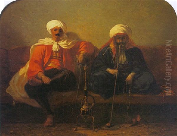 Les Fumeurs Turcs Oil Painting by Alexandre Gabriel Decamps