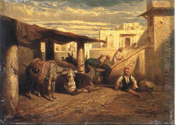 A Turkish Scene Oil Painting by Alexandre Gabriel Decamps