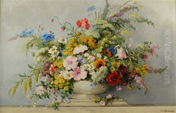 Still Life Flowers by Maurice Alfred Decamps