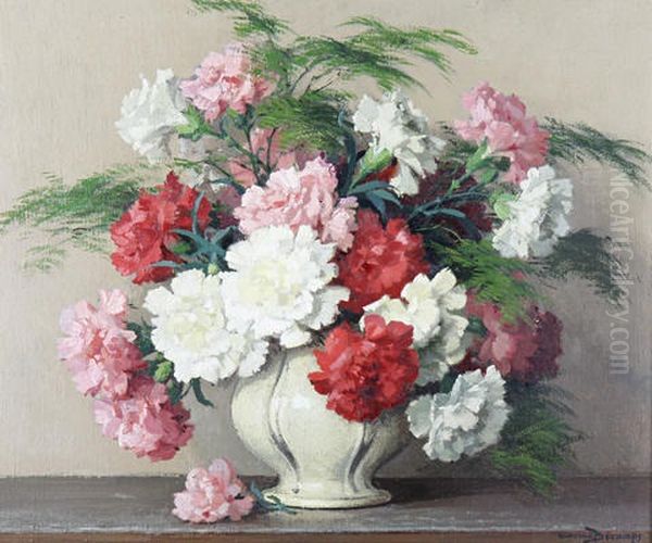 Still Life Of Carnations by Maurice Alfred Decamps