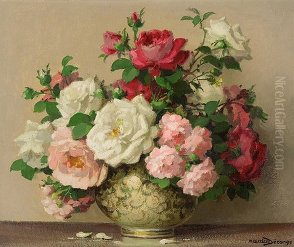 Still Life With Flowers Oil Painting by Maurice Alfred Decamps