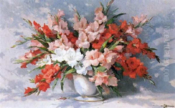 Grand Bouquet De Glaieuls Oil Painting by Maurice Alfred Decamps