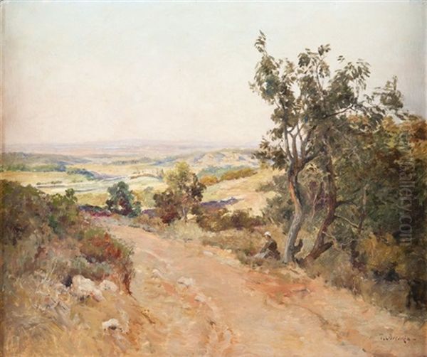 Au Bord De La Route Oil Painting by Theophile-Henry Decanis