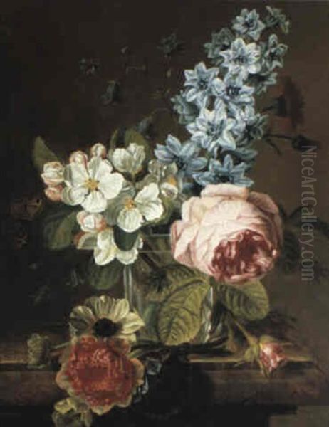 Still Life Of Flowers In A Vase Oil Painting by Iphigenie Decaux