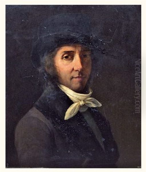 Autoportrait Oil Painting by Pierre-Toussaint Dechazelle