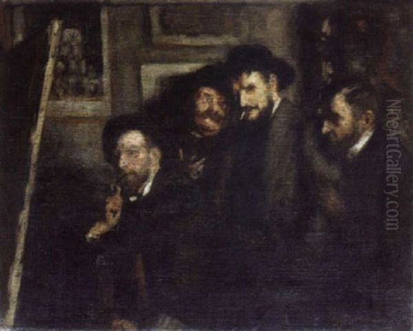 Les Amateurs D'art Oil Painting by Adolphe Dechenaud