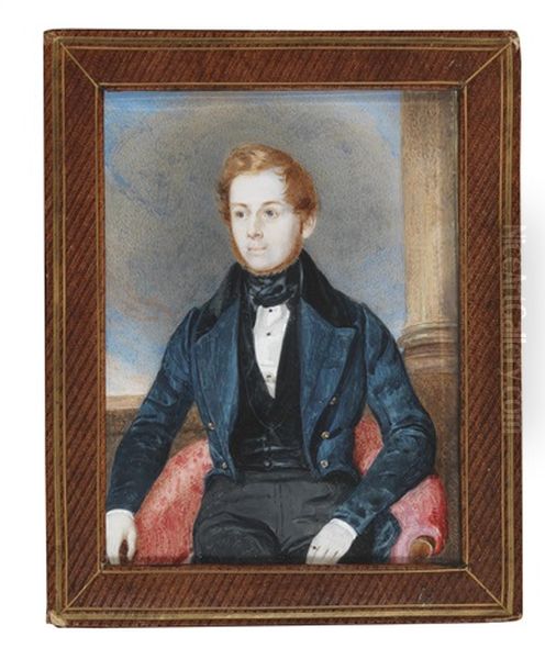 Portrait Of A Gentlemen With Reddish-blond Hair In A Black Jacket Oil Painting by Albert Decker