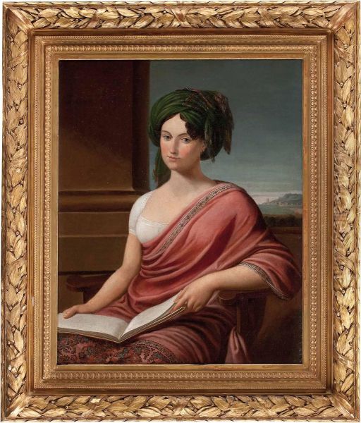 Sitz-portrait Einer Dame Mit Buch Oil Painting by Andrea, the Elder Appiani