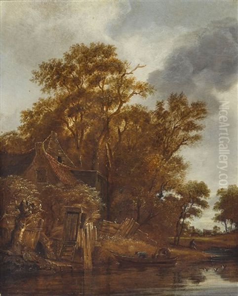 Uferlandschaft Mit Bauernhaus Oil Painting by Cornelis Gerritsz Decker