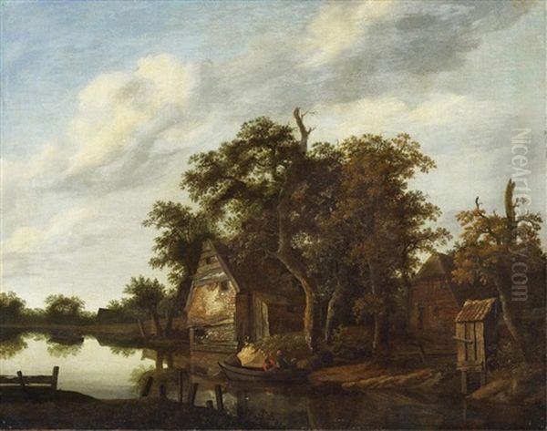 River Landscape Oil Painting by Cornelis Gerritsz Decker