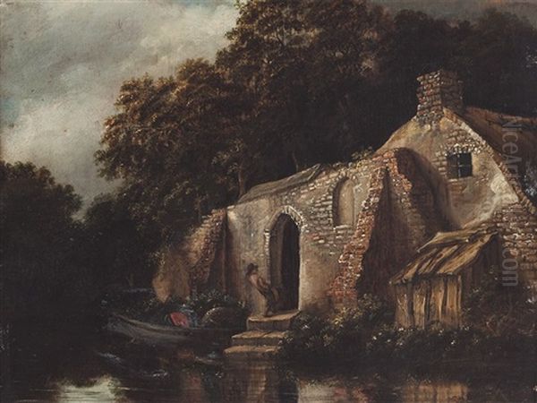 River Landscape With Farmstead Oil Painting by Cornelis Gerritsz Decker