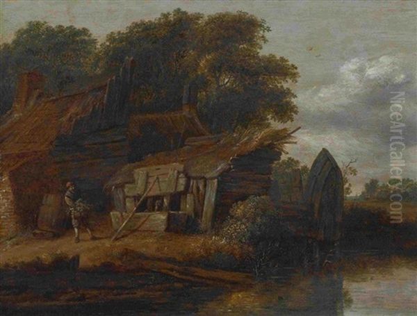 Baumlandschaft Mit Bauerngehoft Oil Painting by Cornelis Gerritsz Decker